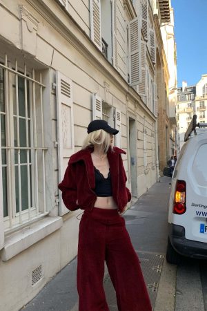 Rase le sol Oversized Red Fleece Lounge Set
