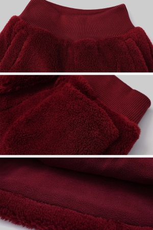 Rase le sol Oversized Red Fleece Lounge Set