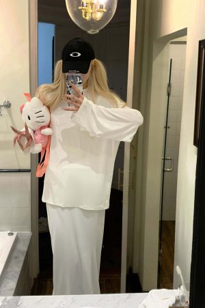 Rase le sol Oversized T-shirt and Gathered Mermaid Skirt Set