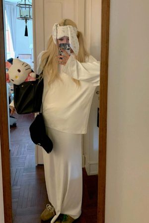 Rase le sol Oversized T-shirt and Gathered Mermaid Skirt Set