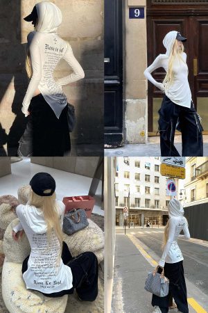 Rase le sol Printed Fitted Hoodie with Slit Hem