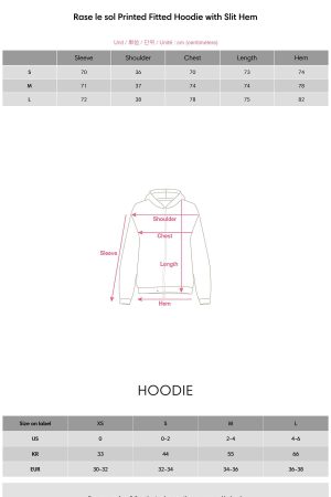 Rase le sol Printed Fitted Hoodie with Slit Hem