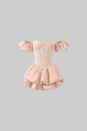 Rase le sol Puff Sleeve Corset Mini Dress