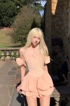 Rase le sol Puff Sleeve Corset Mini Dress