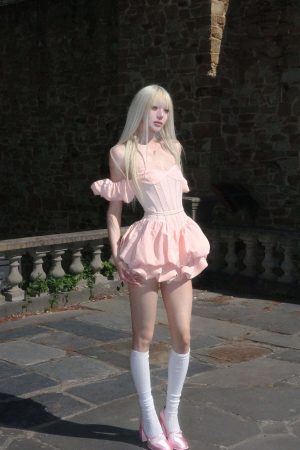 Rase le sol Puff Sleeve Corset Mini Dress