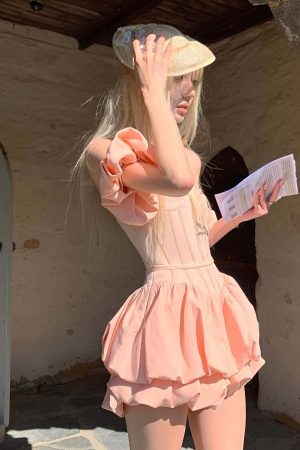 Rase le sol Puff Sleeve Corset Mini Dress