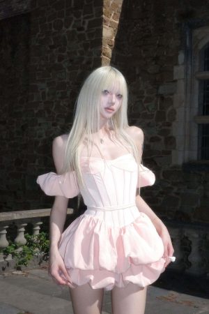 Rase le sol Puff Sleeve Corset Mini Dress