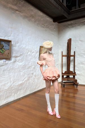 Rase le sol Puff Sleeve Corset Mini Dress