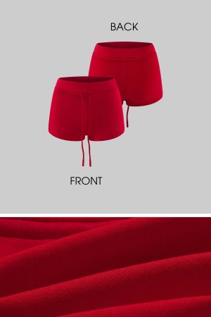 Rase le sol Red Embroidered Zip Hoodie & Shorts Set