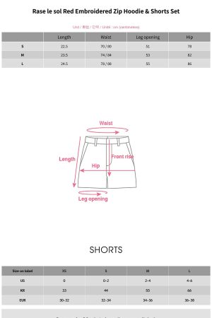 Rase le sol Red Embroidered Zip Hoodie & Shorts Set