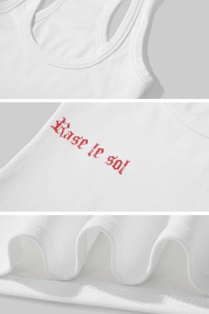 Rase le sol Red Letter Print Tank Top