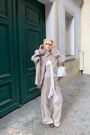 Rase le sol Relaxed Shirt and Wide-Leg Pants Set