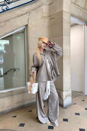 Rase le sol Relaxed Shirt and Wide-Leg Pants Set