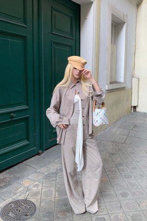 Rase le sol Relaxed Shirt and Wide-Leg Pants Set