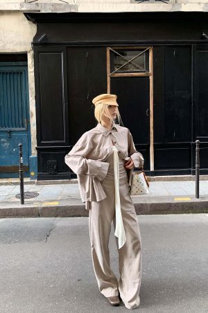 Rase le sol Relaxed Shirt and Wide-Leg Pants Set