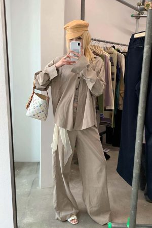 Rase le sol Relaxed Shirt and Wide-Leg Pants Set