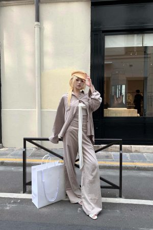 Rase le sol Relaxed Shirt and Wide-Leg Pants Set