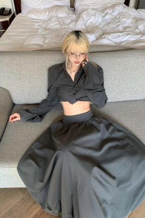 Rase le sol Relaxed Shirt & Maxi Skirt Set