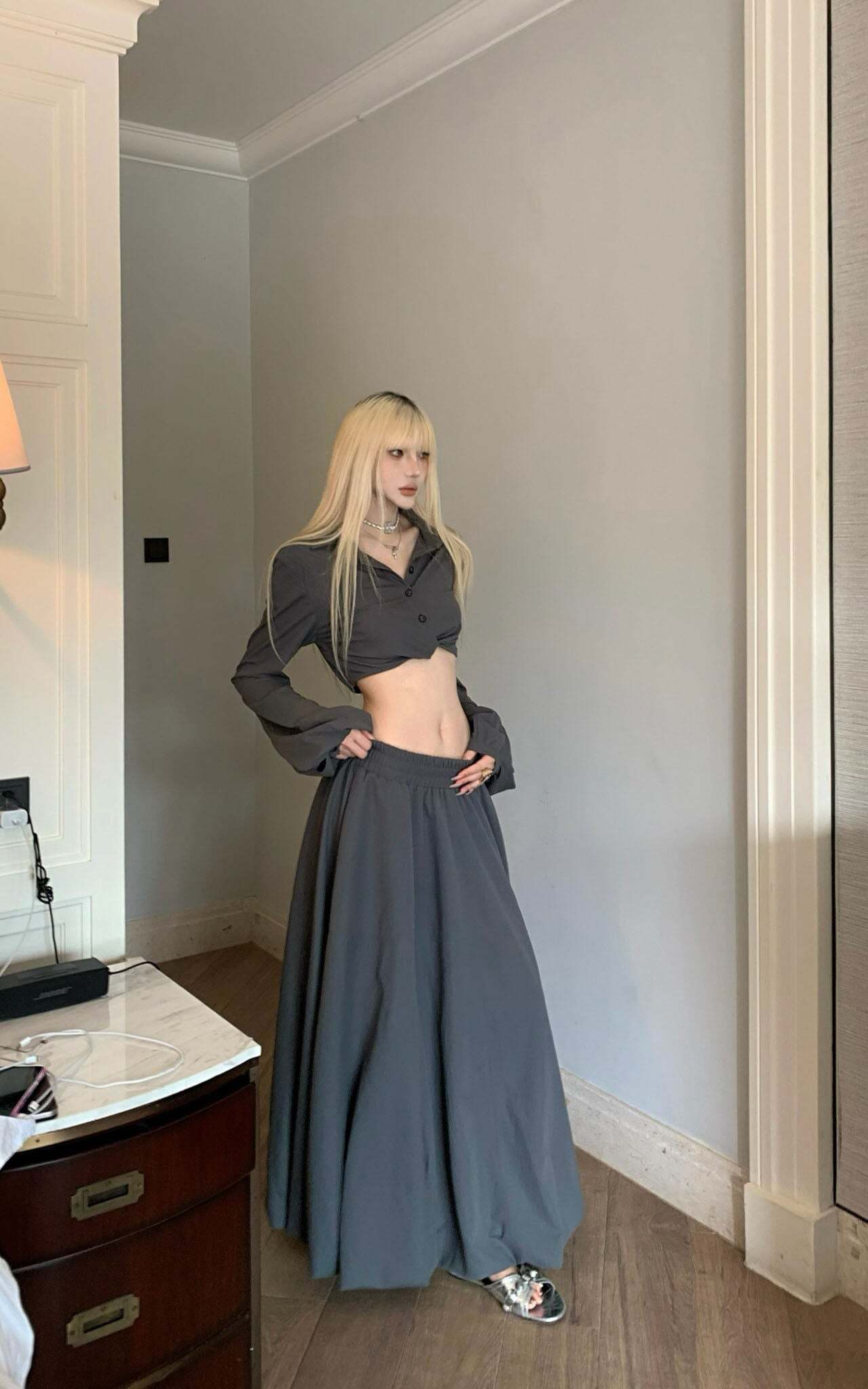 Rase le sol Relaxed Shirt & Maxi Skirt Set Rase le sol Relaxed Shirt & Maxi Skirt Set