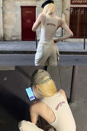 Rase le sol Ribbed Embroidered Tank Top