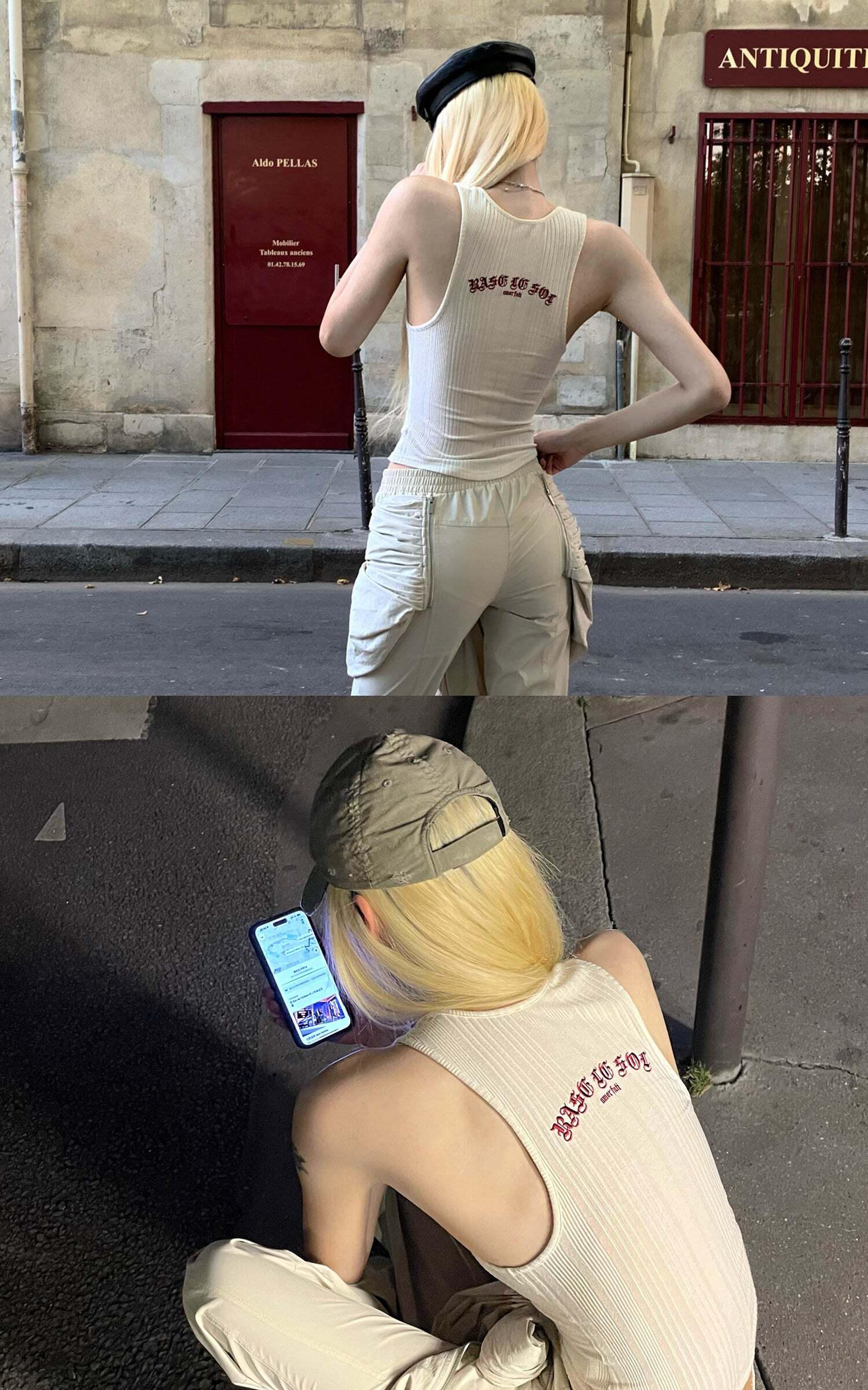 Rase le sol Ribbed Embroidered Tank Top Rase le sol Ribbed Embroidered Tank Top