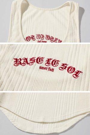 Rase le sol Ribbed Embroidered Tank Top