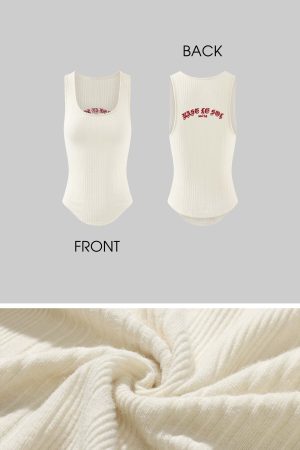 Rase le sol Ribbed Embroidered Tank Top