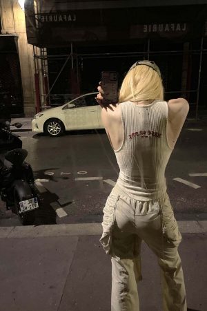 Rase le sol Ribbed Embroidered Tank Top