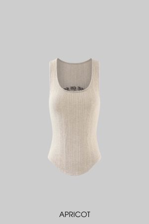 Rase le sol Ribbed Embroidered Tank Top