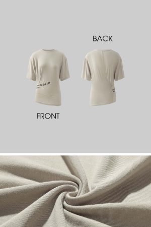 Rase le sol Ruched Waist Gothic Text Fitted T-Shirt