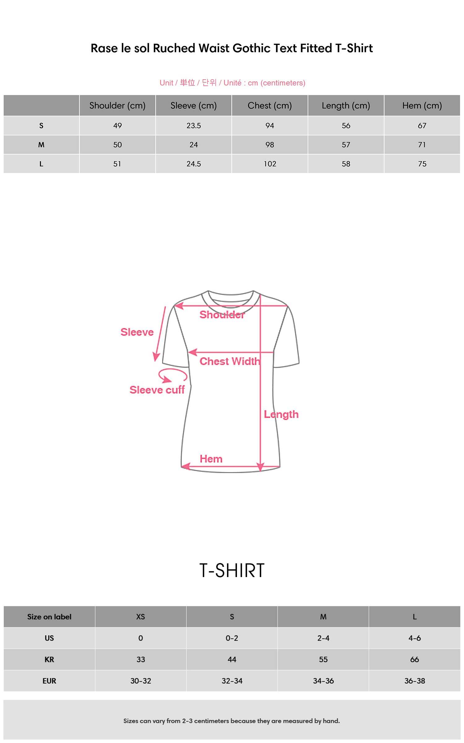 Rase le sol Ruched Waist Gothic Text Fitted T-Shirt Rase le sol Ruched Waist Gothic Text Fitted T-Shirt