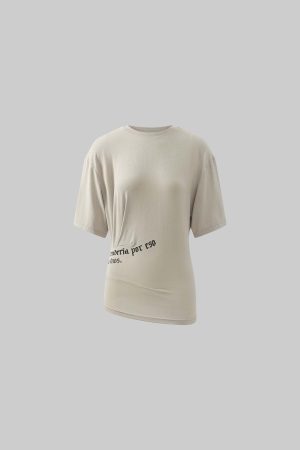 Rase le sol Ruched Waist Gothic Text Fitted T-Shirt