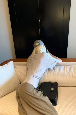 Rase le sol Ruched Waist Gothic Text Fitted T-Shirt