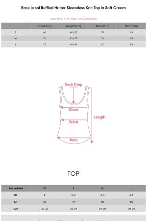 Rase le sol Ruffled Halter Sleeveless Knit Top in Soft Cream