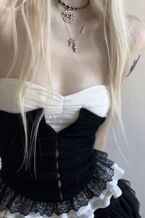 Rase le sol Ruffled Panel Bustier Top