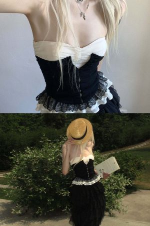 Rase le sol Ruffled Panel Bustier Top