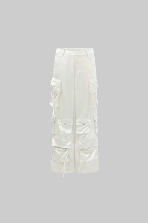 Rase le sol Satin Multi-Pocket Cargo Pants