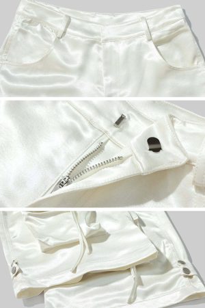 Rase le sol Satin Multi-Pocket Cargo Pants