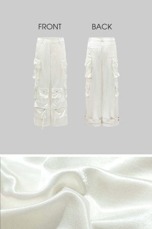 Rase le sol Satin Multi-Pocket Cargo Pants