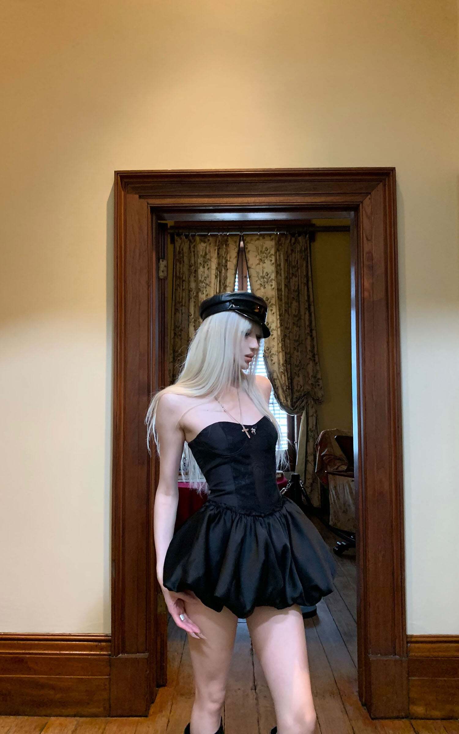 Rase le sol Sculpted Corset Dress with Crystal Bow Rase le sol Sculpted Corset Dress with Crystal Bow