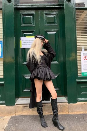 Rase le sol Sculpted Corset Dress with Crystal Bow