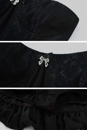 Rase le sol Sculpted Corset Dress with Crystal Bow