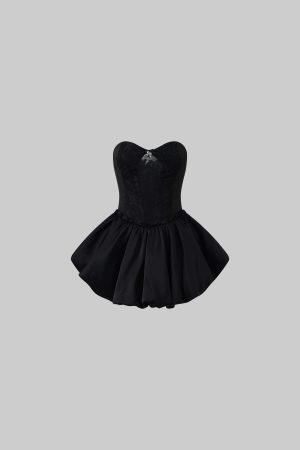 Rase le sol Sculpted Corset Dress with Crystal Bow