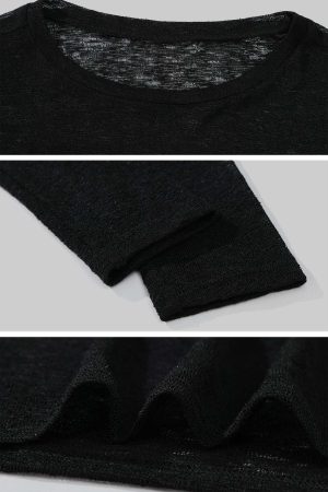 Rase le sol Sheer Knit Long-Sleeve Top