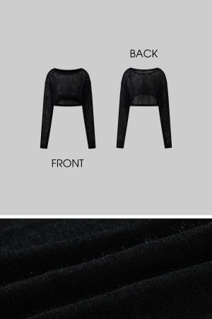 Rase le sol Sheer Knit Long-Sleeve Top