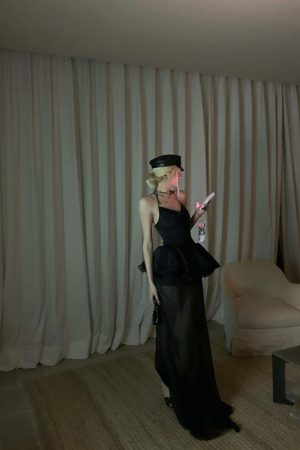 Rase le sol Sheer Layered Tulle Halter Dress