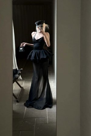 Rase le sol Sheer Layered Tulle Halter Dress