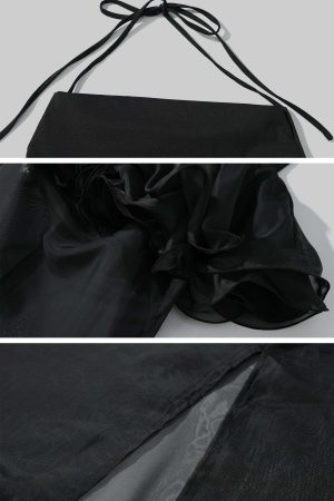 Rase le sol Sheer Layered Tulle Halter Dress