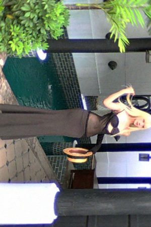 Rase le sol Sheer Panel Spliced Corset Maxi Dress