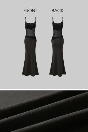 Rase le sol Sheer Panel Spliced Corset Maxi Dress